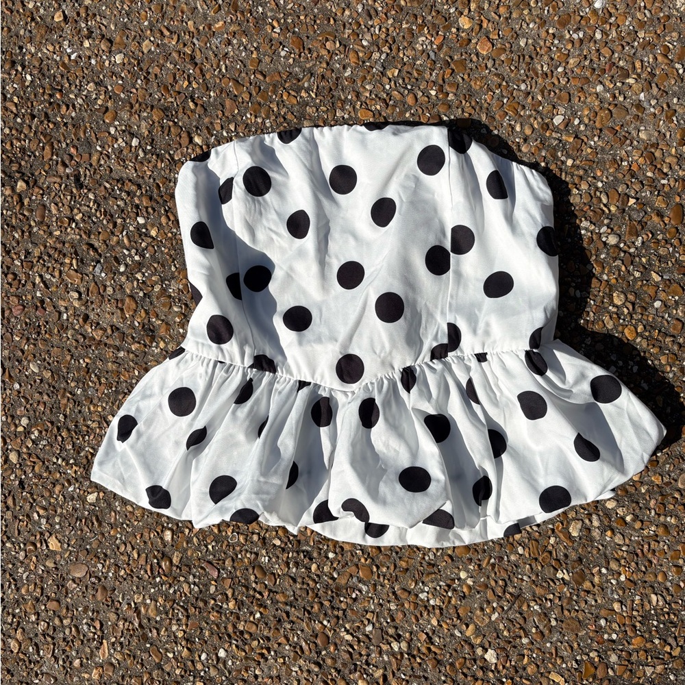 SHEIN Black and White Polka Dot Blouse
